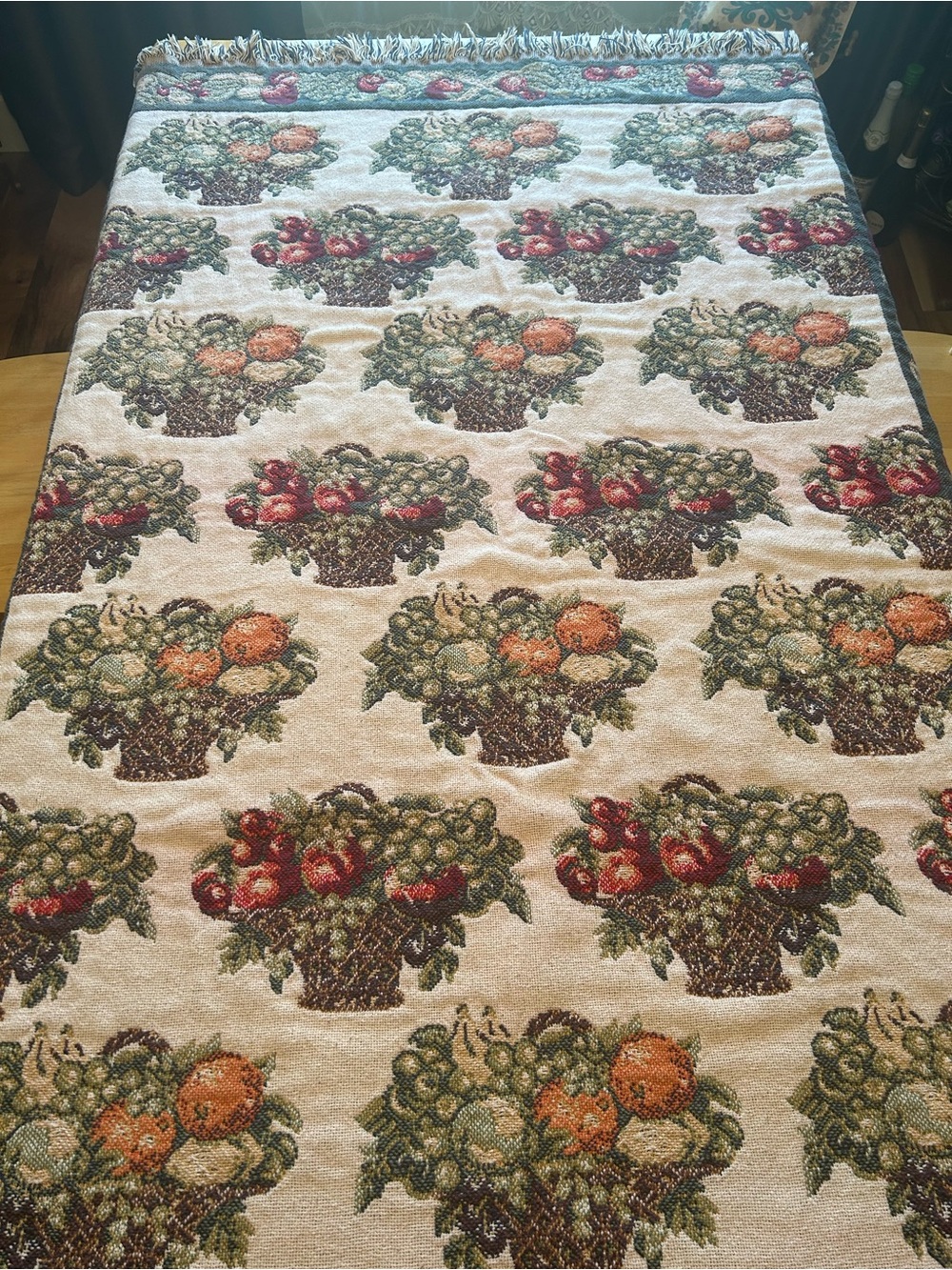 VTG Tapestry Throw Blanket Fruits Baskets Goodwin Weavers 49X65 100% Cotton